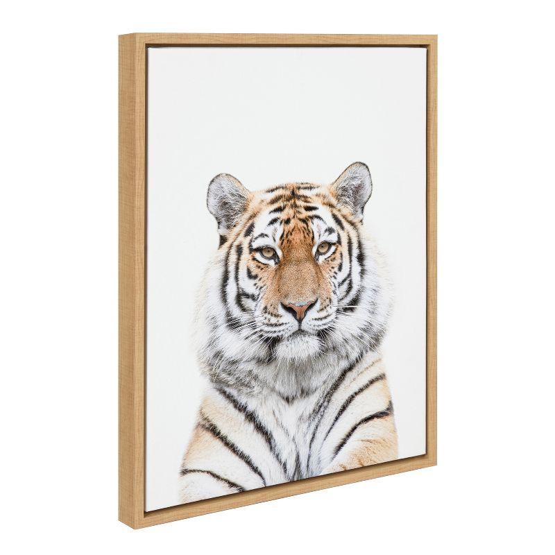 Natural Framed Tiger Portrait Canvas Wall Art