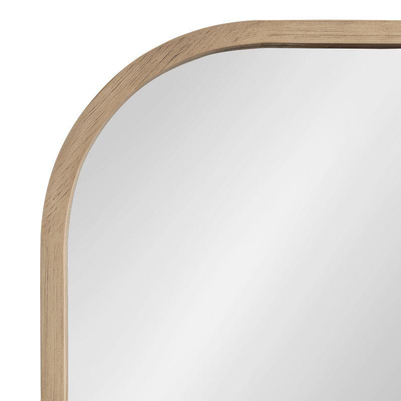 Natural Wood Arched Bathroom Vanity Mirror, 36x28