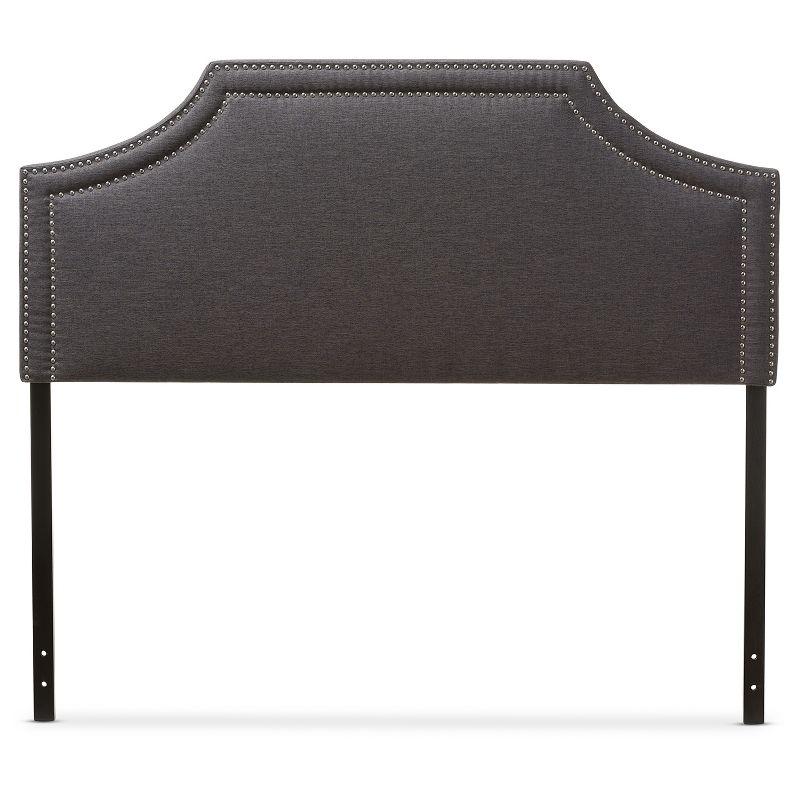 Queen Avignon Modern Fabric Upholstered Headboard Dark Gray - Baxton Studio: Chic Metallic Trim, Rubberwood Frame, Adjustable Height