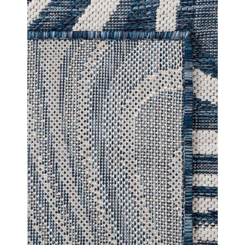 Abstract Blue Synthetic 9' x 12' Easy-Care Outdoor Rug