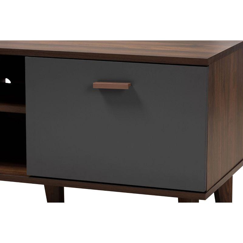 Moina Two-Tone Wood TV Stand for TVs up to 70" Walnut/Gray - Baxton Studio