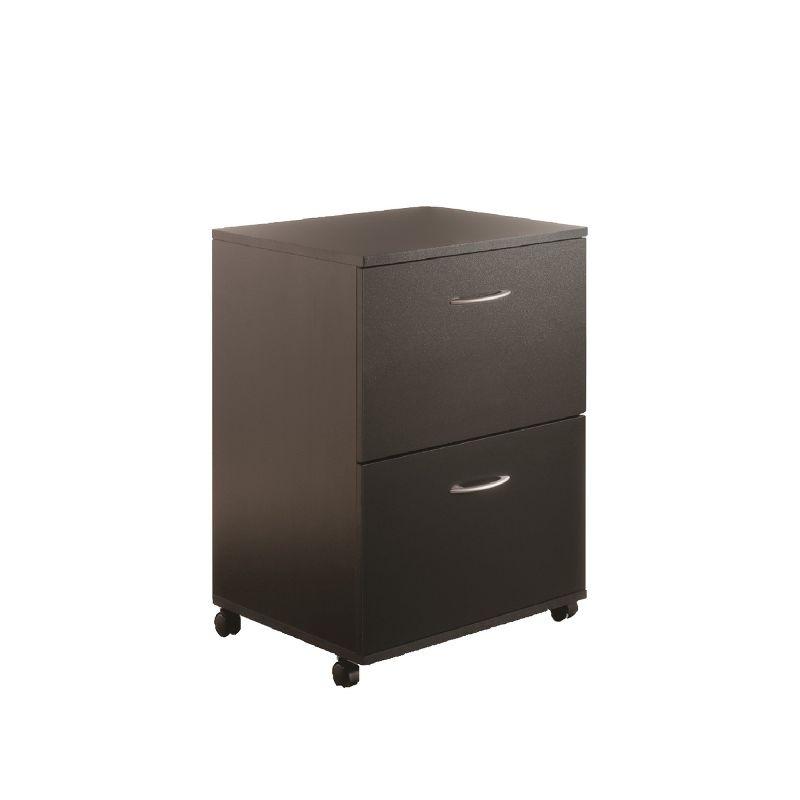 Black 2-Drawer Mobile Filing Cabinet with Lock