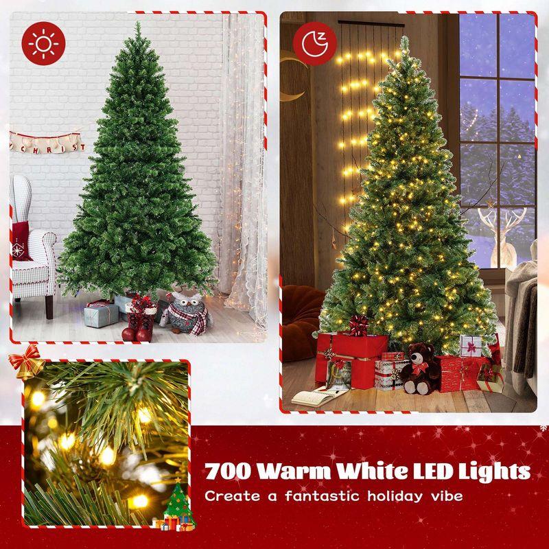 Costway Artificial 7ft Xmas Tree PVC Branch Tips 700 LED Lights