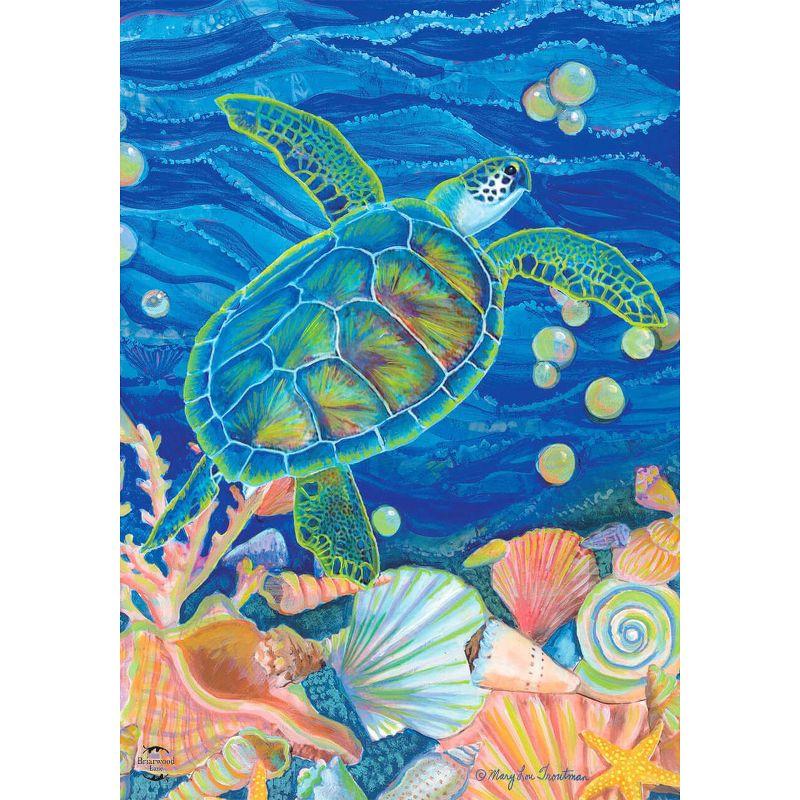 Swimming Sea Turtle Nautical Summer Garden Flag 12.5" x 18"