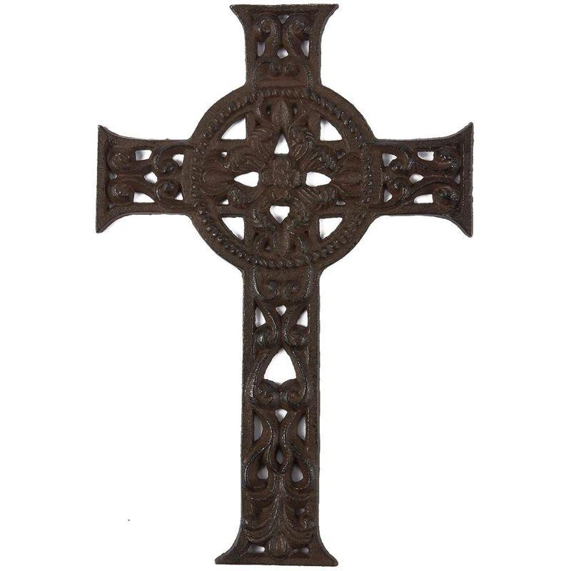 Dark Bronze Wrought Iron Celtic Wall Cross Decor