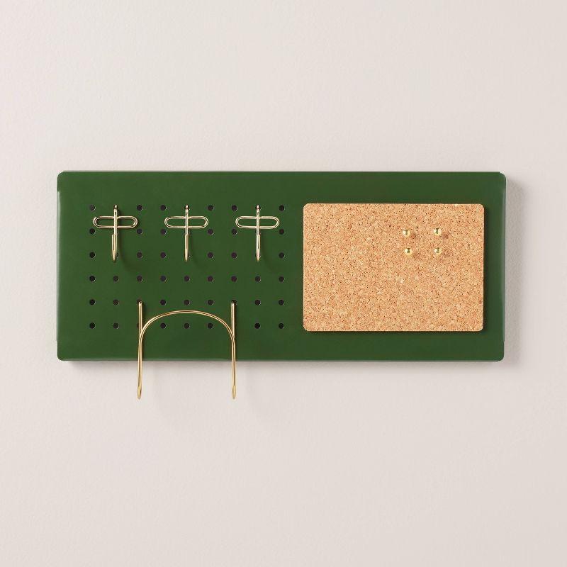 Small Metal Pegboard Wall Organizer Set Green/Gold - Hearth & Hand™ with Magnolia: Wall Mounted Hooks & Storage