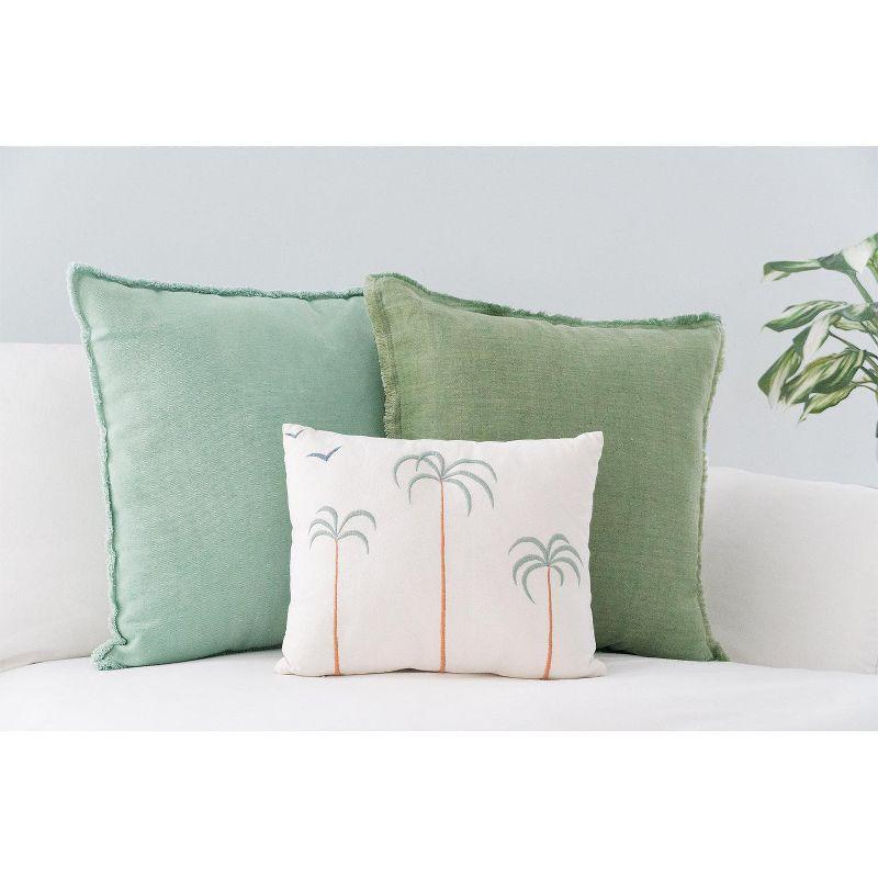 Green Fringe Soft Linen Euro Pillow with Hypoallergenic Fill