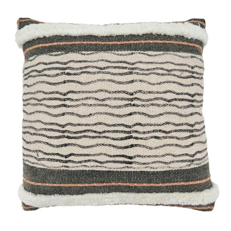 Saro Sadie Collection Appliqued Cotton Throw Pillow