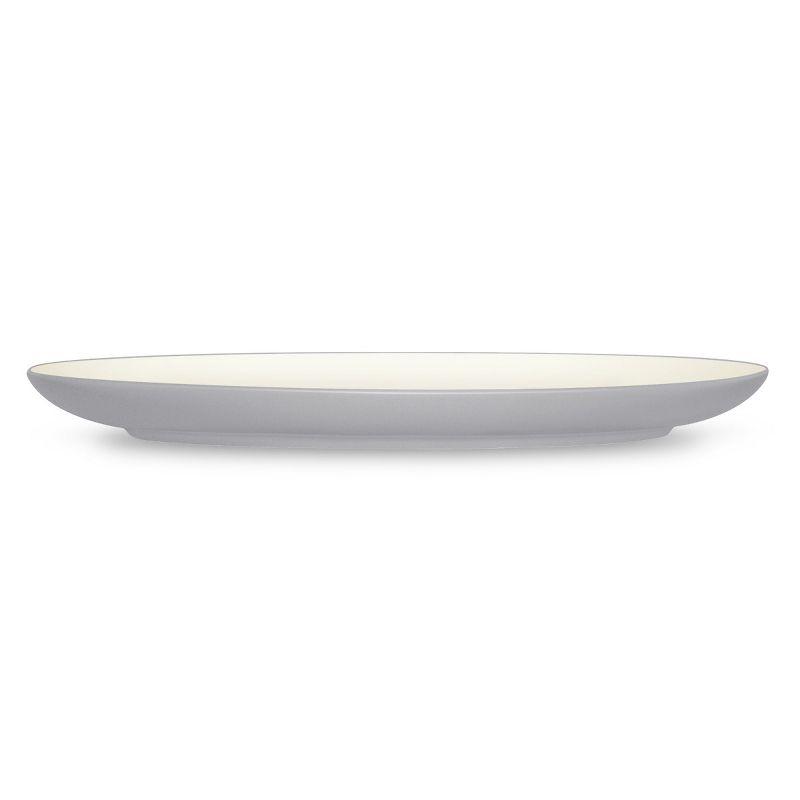 White Ceramic Oval Serving Platter with Trim Embellishment