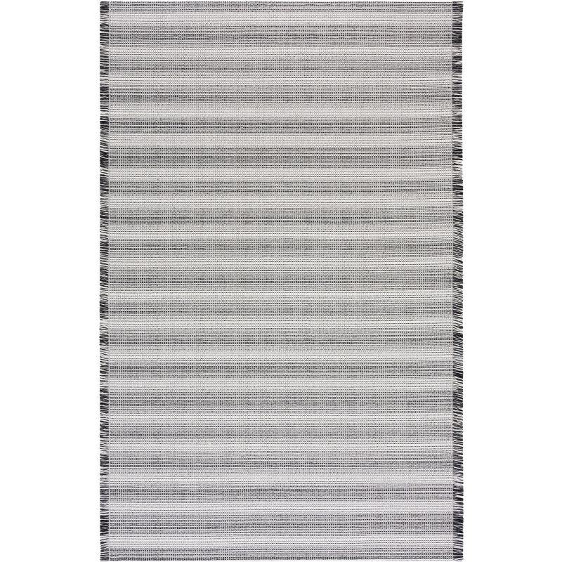 Ivory and Black Flat Woven Synthetic 5' x 7' Area Rug