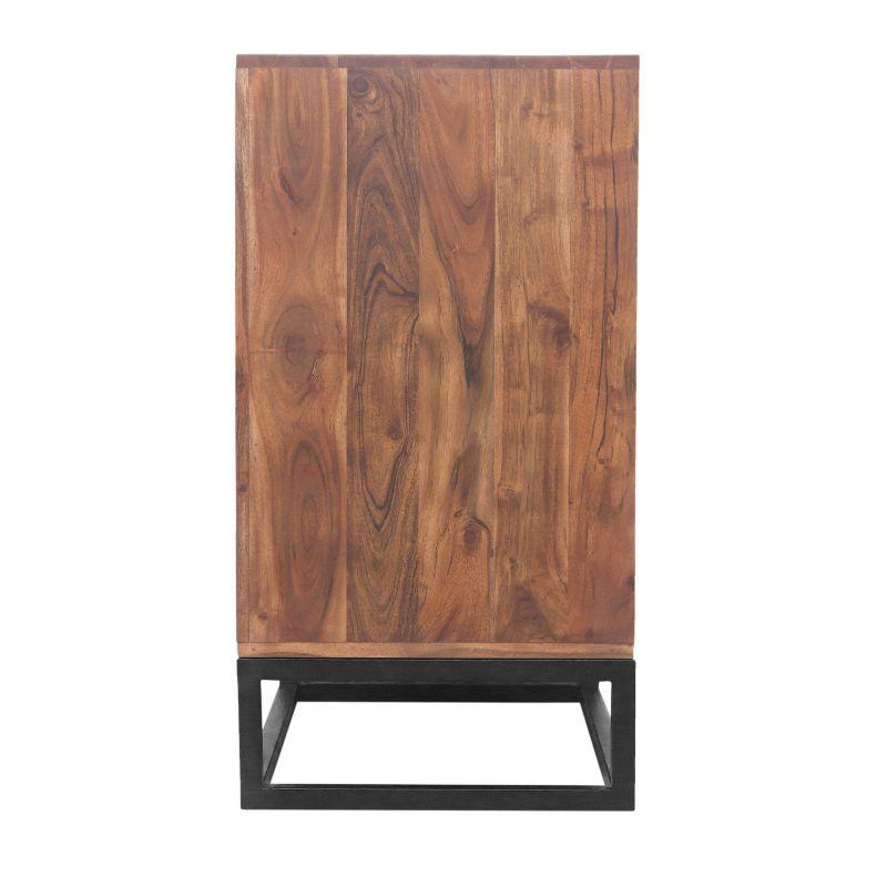 Birch Lane™ Pantai Modern Acacia Wood Dresser or Display Unit With Metal Base, Walnut Brown and Black