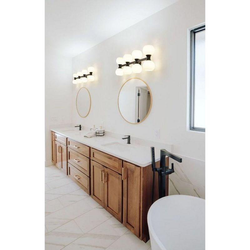 Matte Black 8-Light Vanity with Opal Glass Globes