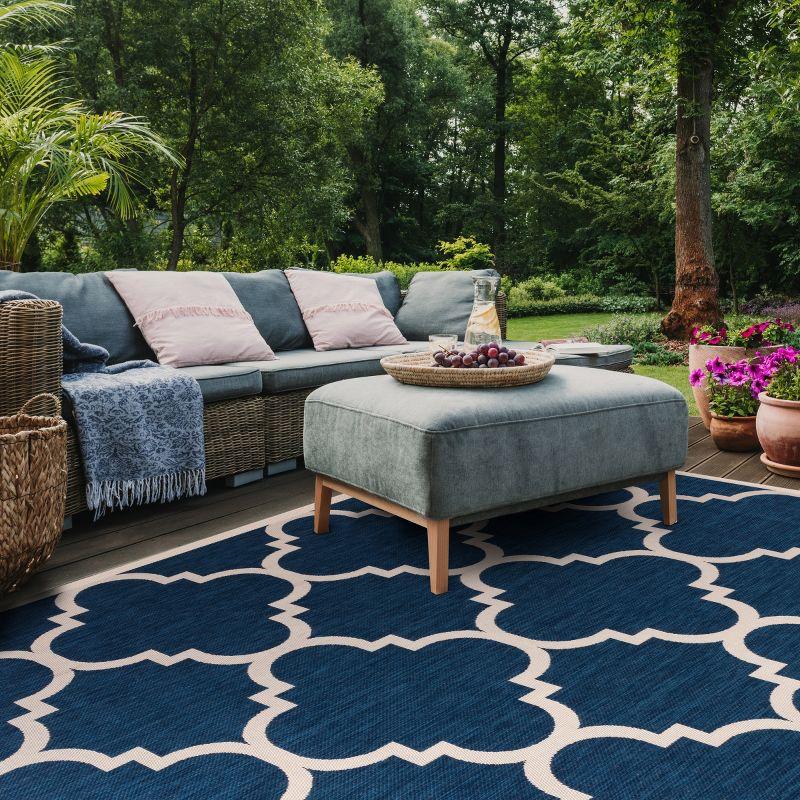 Courtyard CY6243 Power Loomed Indoor and Outdoor Area Rug - Navy/Beige - 8'x11' - Safavieh