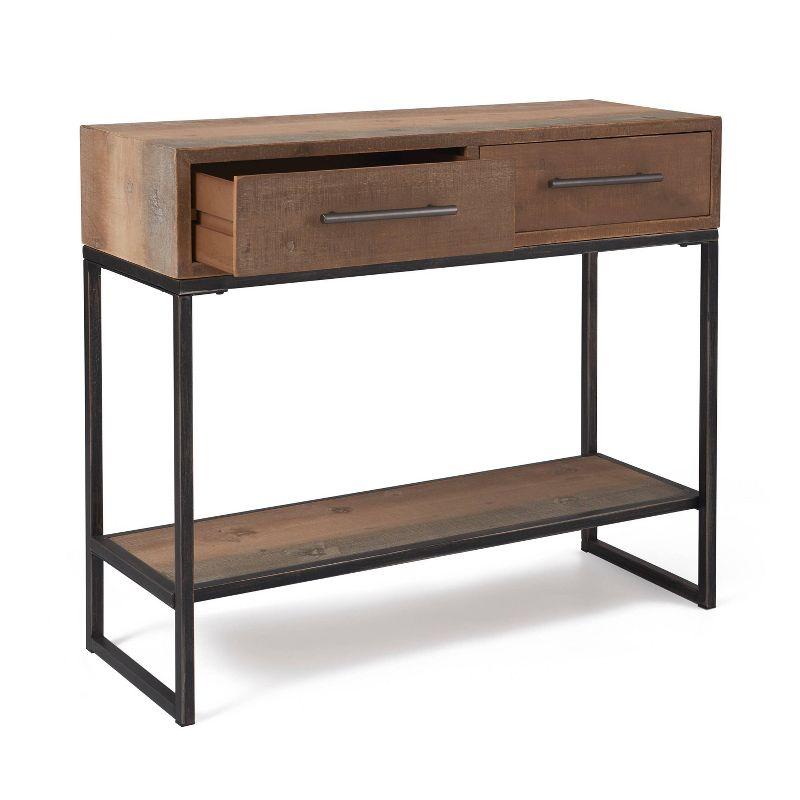 Morris Finch Wood and Metal Console Table with 2-Drawers