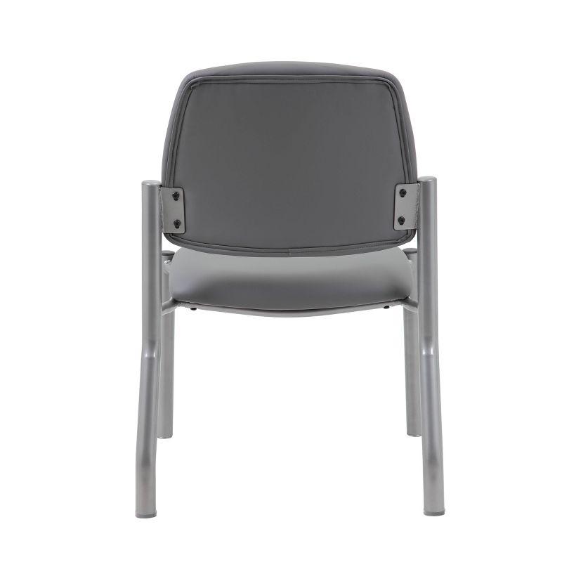 Armless Guest Chair Gray - Boss Office Products: Sturdy Mid Back, Antimicrobial Vinyl, 300 lbs Capacity