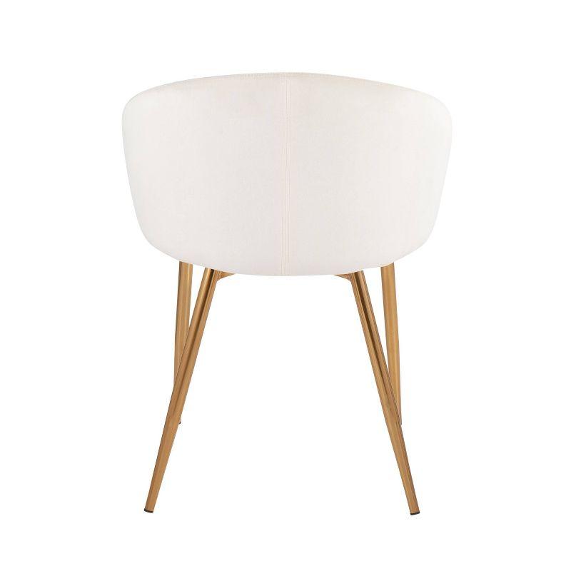 Set of 2 Claire Dining Chairs Gold/Cream - LumiSource: Velvet Upholstered, Low Back Design, Steel Frame