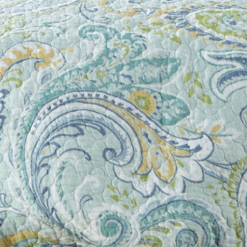 Blue Cotton Twin Reversible Paisley Quilt Set