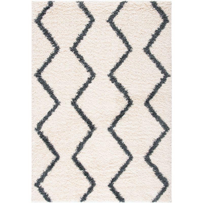 Venus Shag VNS680 Power Loomed Area Rug - Ivory/Dark Grey - 5'3"x7'6" - Safavieh.