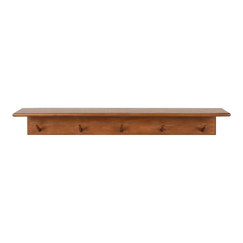 Kate & Laurel All Things Decor 36" x 5" Alta Wood Shelf with 5 Posts Walnut Brown - No Assembly, Includes Mounting Hardware