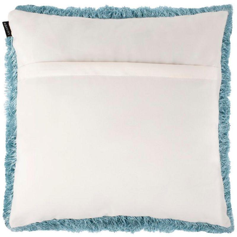 Blue 20" Square Shag Outdoor Accent Pillow