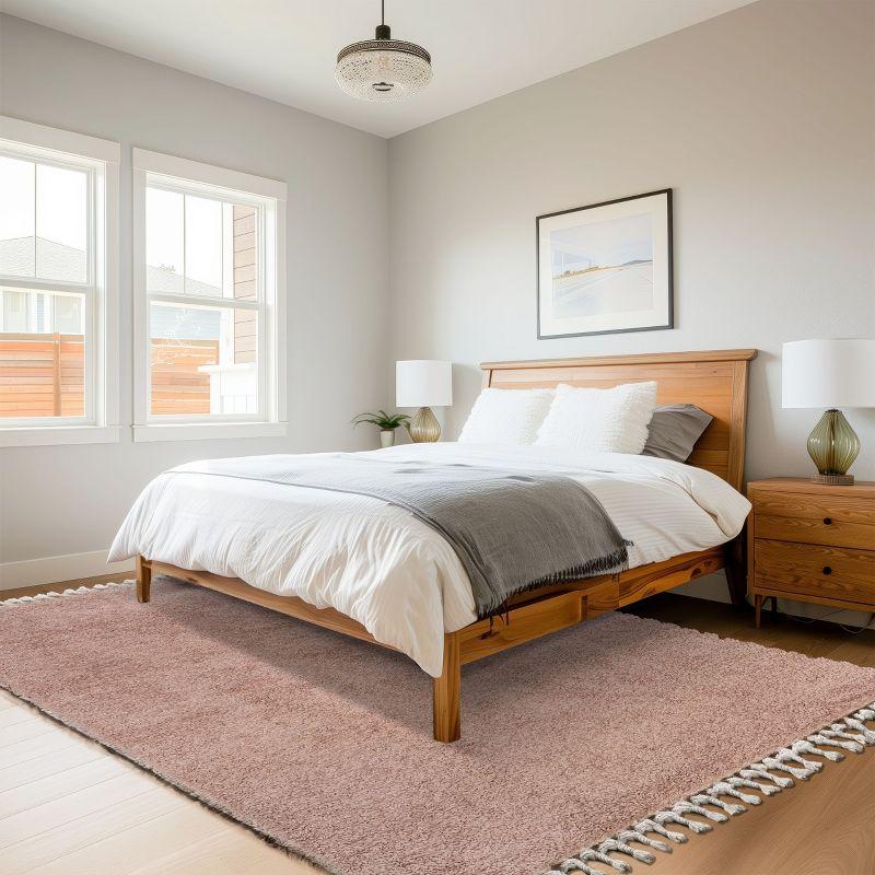 Nuloom Neva Solid 8x11 Shag Indoor Area Rug for Living Room Bedroom Dining Room Nursery, Blush/Ivory