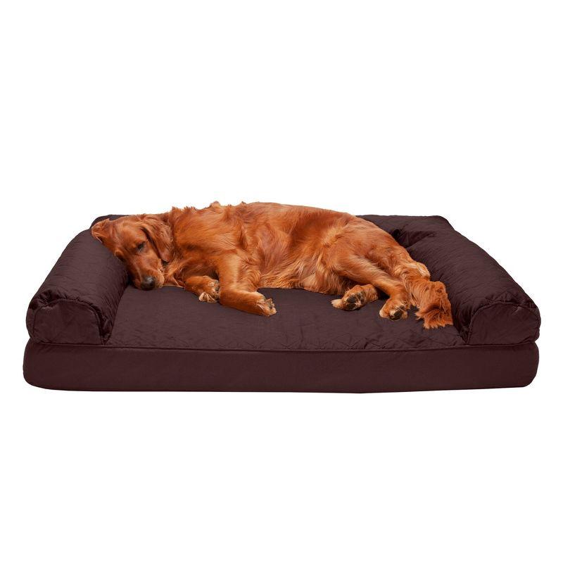 FurHaven Quilted Orthopedic Bolster Sofa Pet Bed