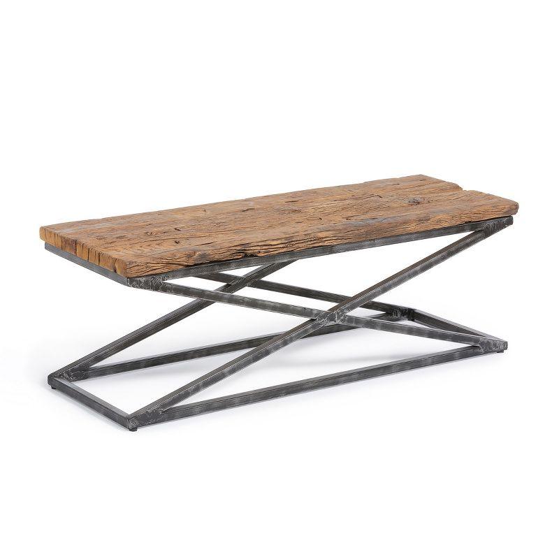 Rustic Rectangular Wood and Metal Coffee Table