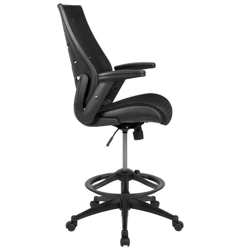 High Back Black Mesh Ergonomic Drafting Chair with Adjustable Arms