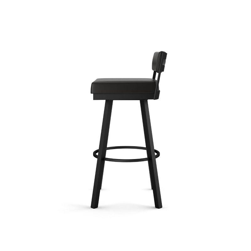 Travis Black Metal Faux Leather Swivel Bar Stool