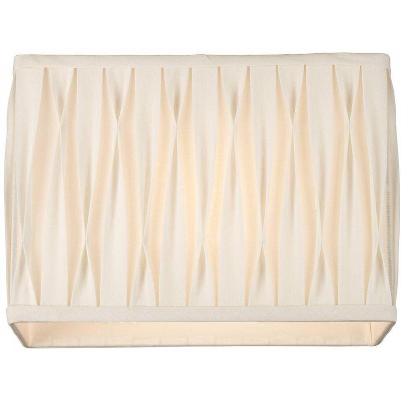 Springcrest White Pinched Pleat Medium Rectangle Lamp Shade 14" Wide x 7" Deep x 10" High (Spider) Replacement with Harp and Finial