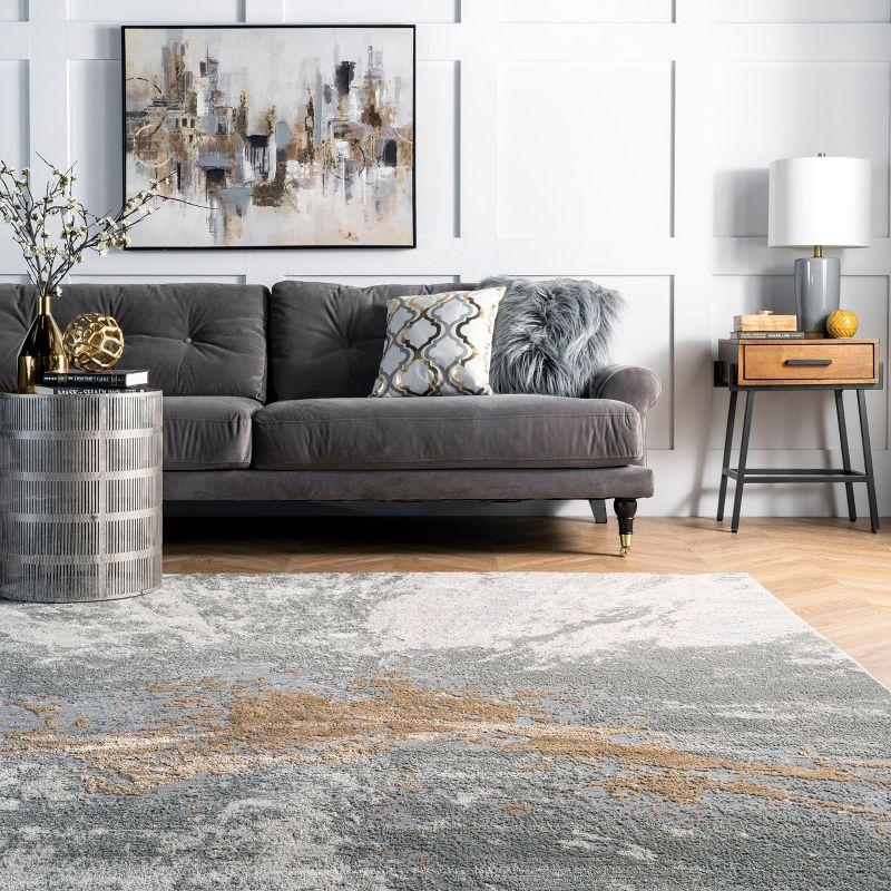 Nuloom Cyn Abstract 8 Square Indoor Area Rug for Living Room Bedroom Dining Room Kitchen, Silver/Ivory