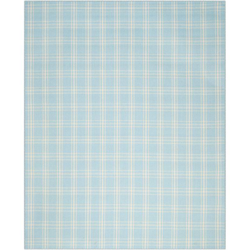 Light Blue Handwoven Kilim Wool Rug 8' x 10' - Reversible and Stain-Resistant