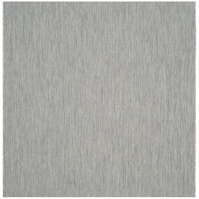 Courtyard CY8022 Power Loomed Indoor and Outdoor Area Rug - Grey/Navy - 6'7"x6'7" - Safavieh