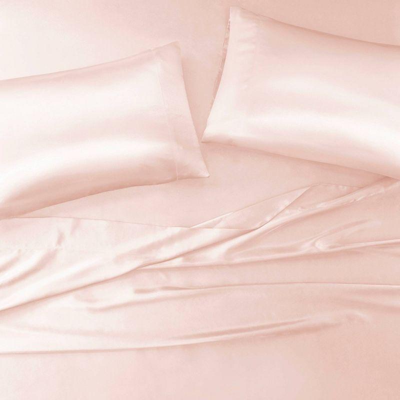 Blush and Silver Satin Standard Pillowcase Set