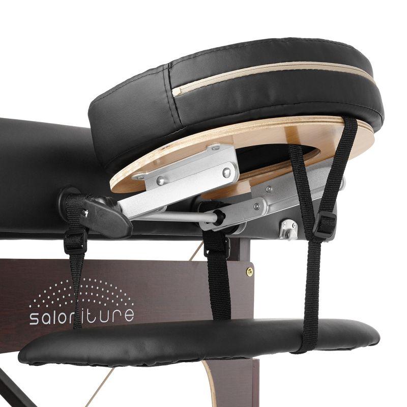 Saloniture Professional Portable Lightweight Bi-Fold Massage Table with Reiki Panels - Black