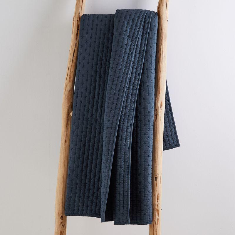 Cross Stitch Navy Quilted Throw- Levtex Home
