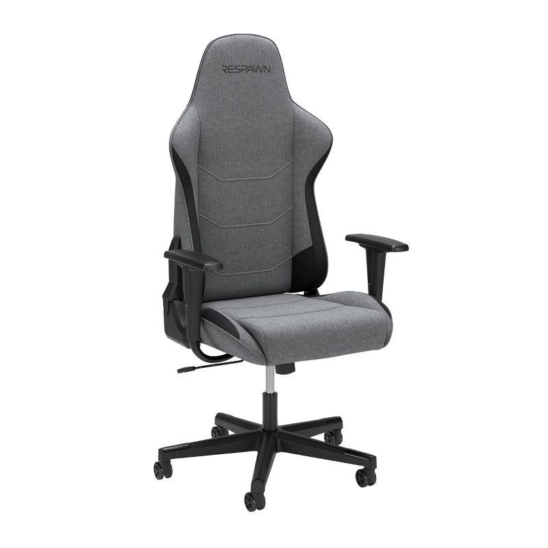 Gray Faux Leather High-Back Gaming Chair with Adjustable Armrests