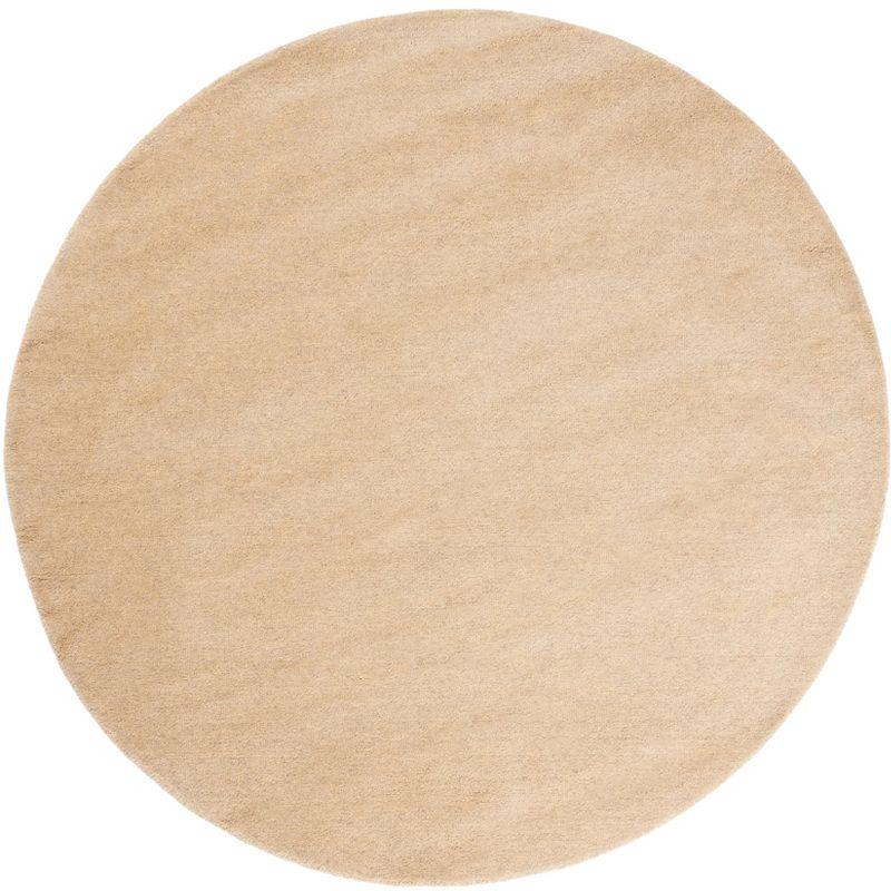 Beige Round Hand-Tufted Wool Area Rug, 6'