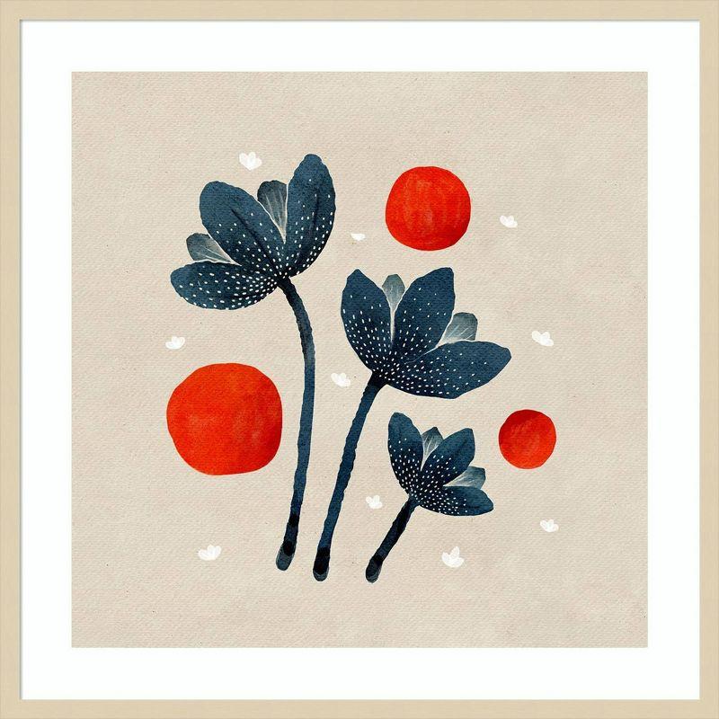 Amanti Art 33"x33" Blue Flowers II by Katie Oshea Wood Framed Wall Art Print