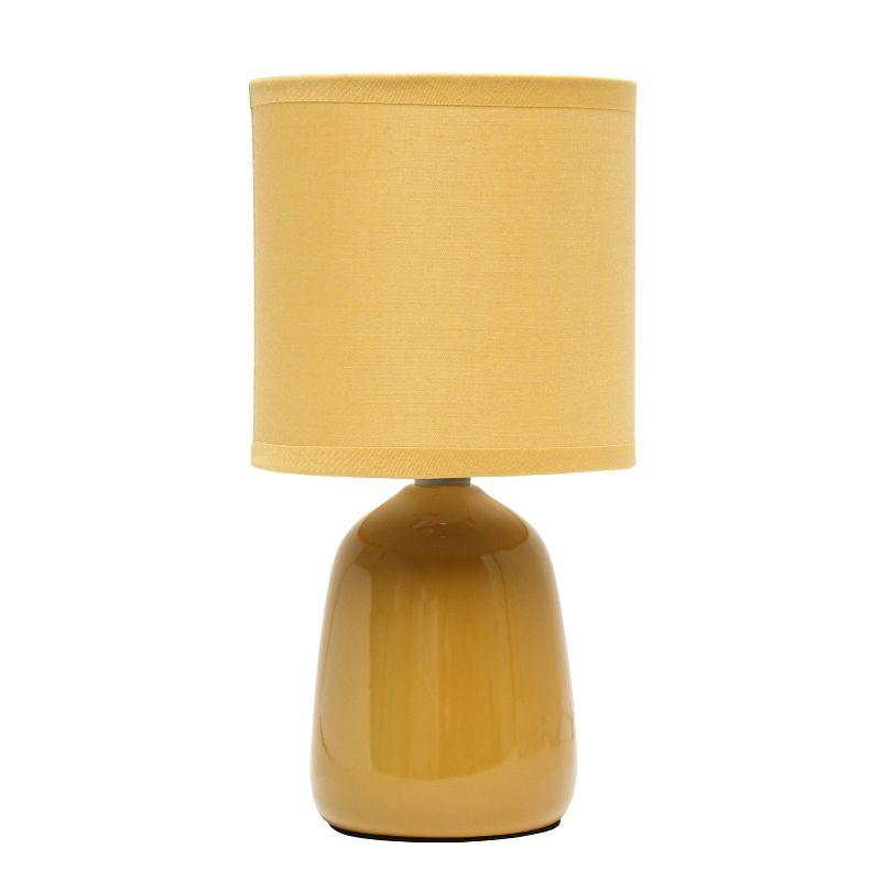 Mustard Yellow Ceramic Thimble Base Table Lamp with Fabric Shade