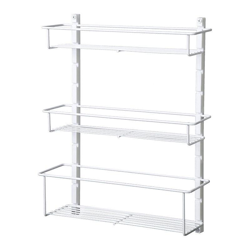 Adjustable White Metal 3-Shelf Wall Spice Rack