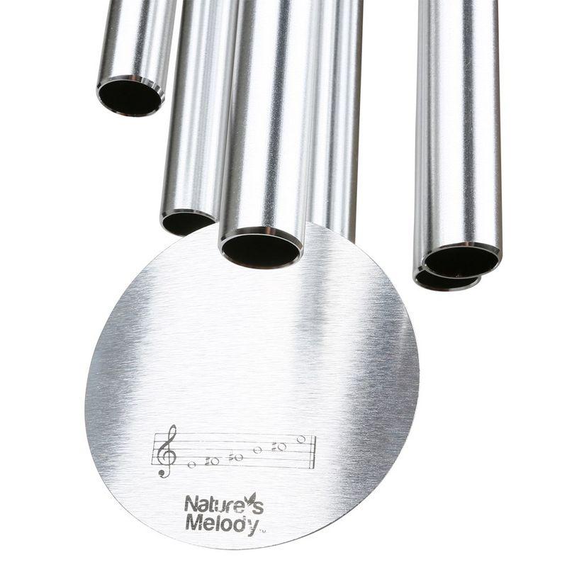 Nature's Melody Aureole Tunes Wind Chimes - 6-Tube Rustproof Aluminum Outdoor Windchime, B Pentatonic Scale - 28" - Silver