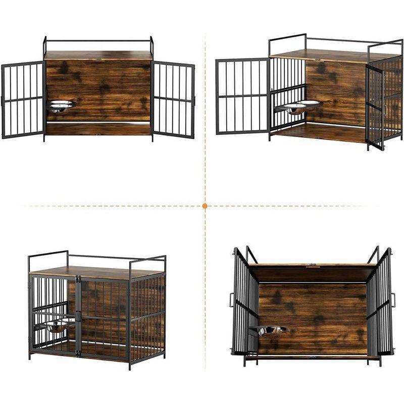 LOVMOR Dog Crate Furniture-Style Cages for Small Dogs Indoor Heavy Duty Super Sturdy Dog Kennels with 2 Stainless Steel Bowls