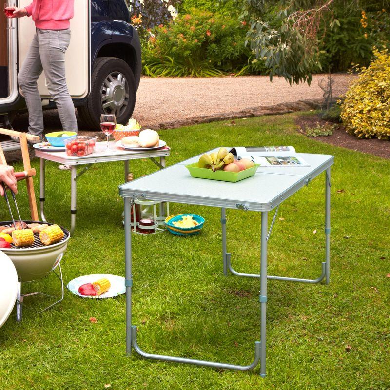 Outsunny Aluminum Lightweight Portable Folding Easy Clean Camping Table With Carrying Handle