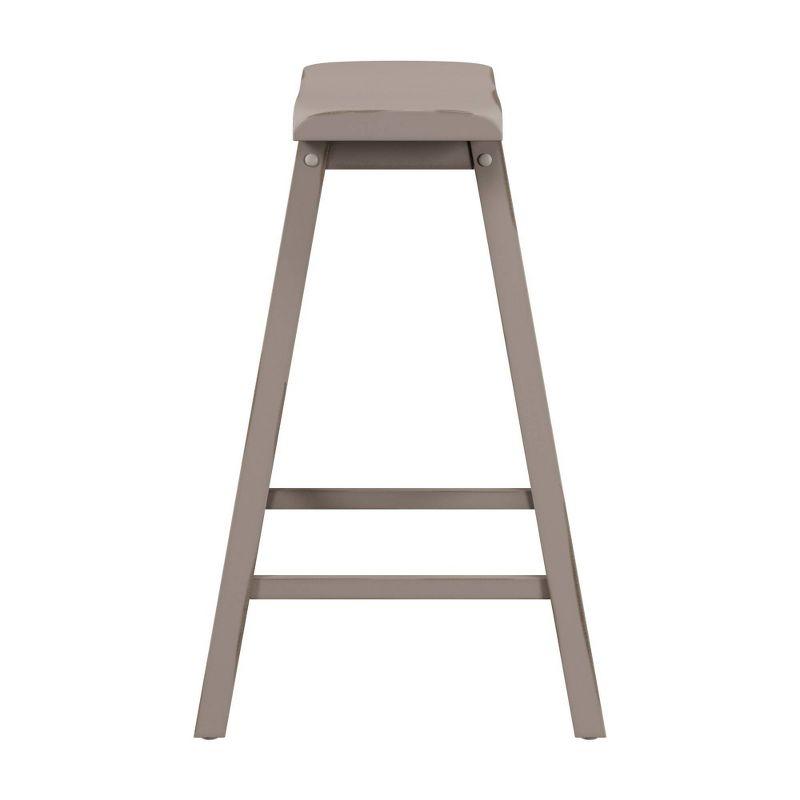 Distressed Gray Wood Backless Saddle Counter Stool