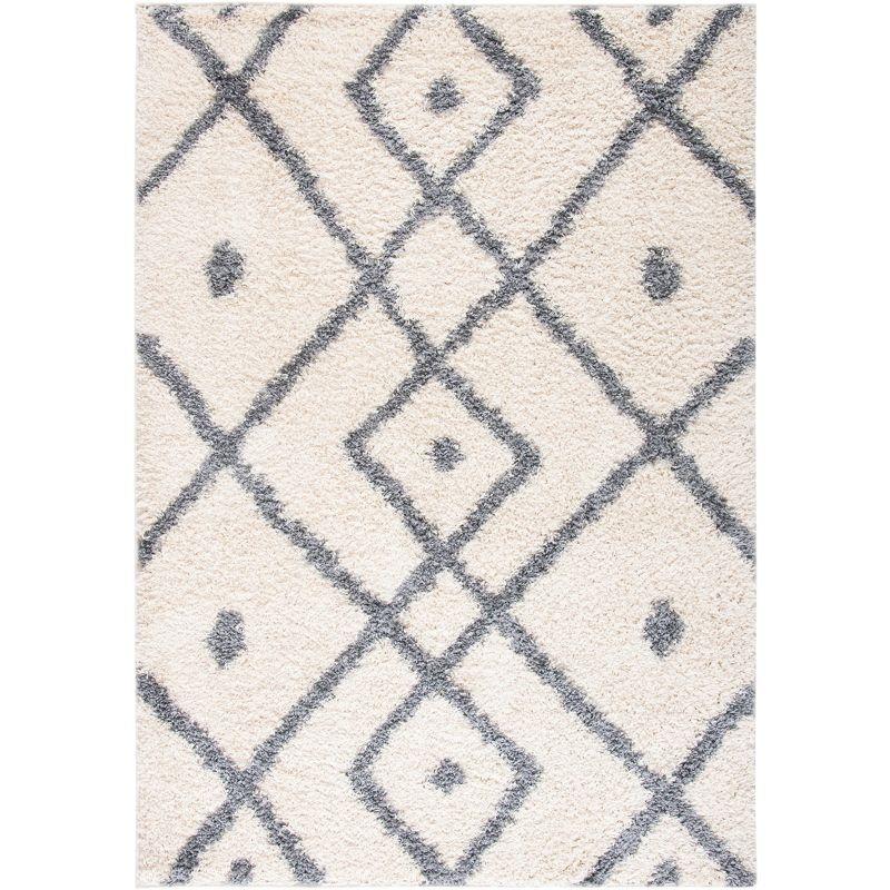 Rectangular Gray Shag Synthetic Easy Care Area Rug