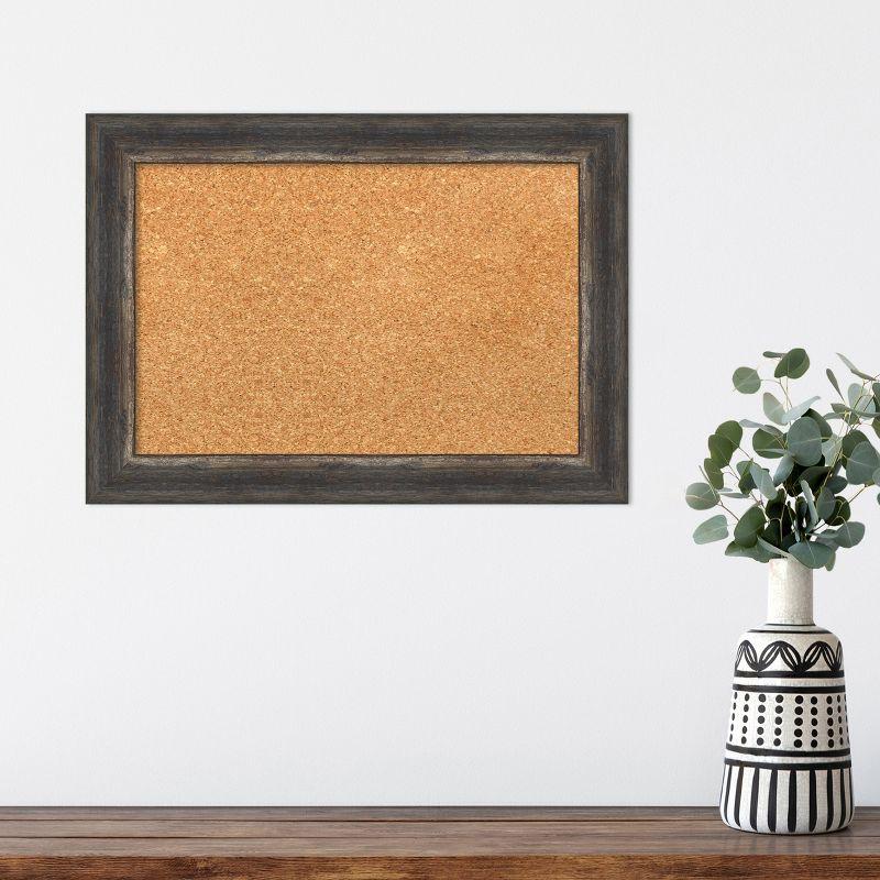 Amanti Art Natural Cork Board Framed Bark Rustic Char Narrow Bulletin Board 21 in. x 15 in.