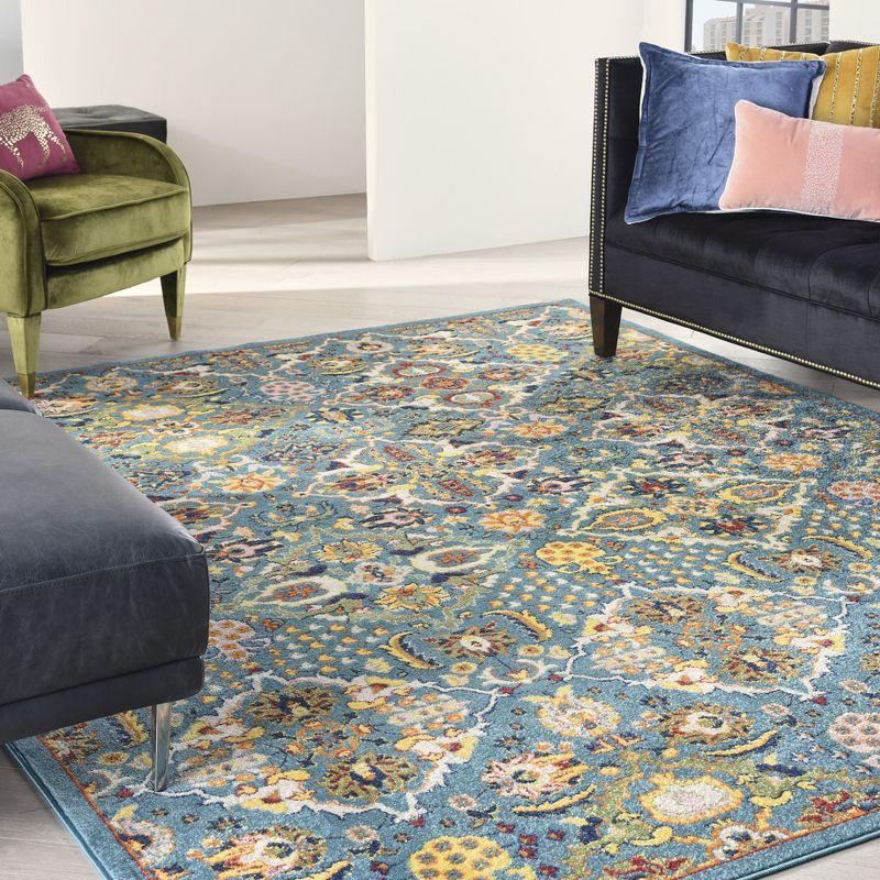 Nourison Allur Boho Indoor Area Rug Turquoise Ivory 9' x 12'