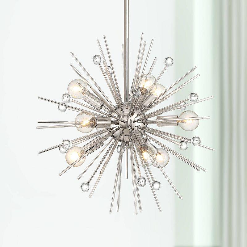 Possini Euro Design Janae Polished Nickel Sputnik Chandelier 18" Wide Modern Crystal 9-Light Fixture for Dining Room House Kitchen Island Entryway