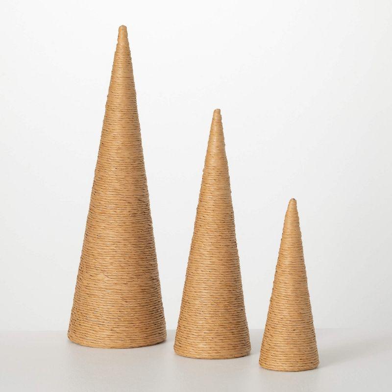 Natural Rope Cone Christmas Trees Set of 3